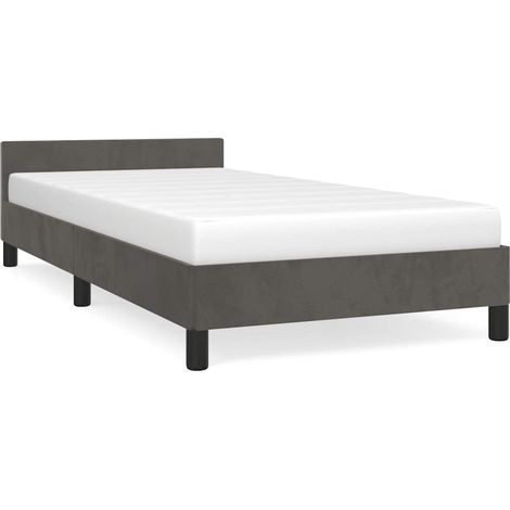 Lit adulte pour 1 personnes avec tête de lit, Structure de lit, Assemblage Facile, Gris foncé 80x200 cm Velours OIB5555E (1/5)