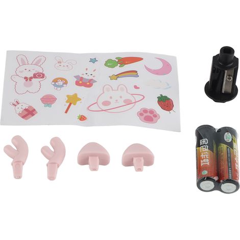 Taille-crayons électrique rose, style dessin animé, fonctionnant sur piles, pour étudiants et enfants.