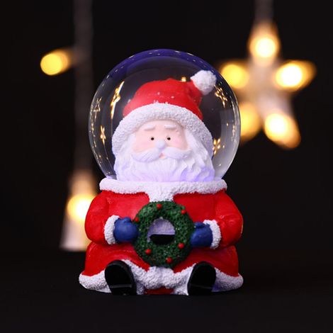 Boule de Noël en cristal avec le Père Noël - Décoration de bureau - Boule en verre et résine - Cadeau de Noël pour enfants - Style grosse tête (1/5)