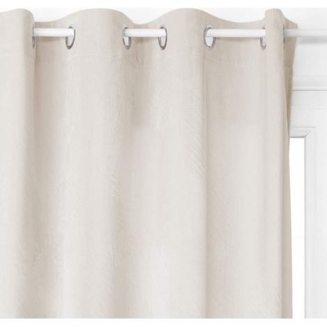 Atmosphera – Rideau occultant en velours 140x260 cm – Isolation thermique – 100% polyester – 8 œillets ronds argentés – Design moderne Ivoire