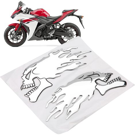 3D-Totenkopf-Aufkleber für Motorrad, Auto, Dekorativer Aufkleber, 2 Stück (1/5)