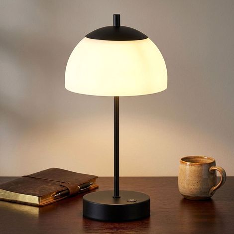 Lampe de table LED avec variateur tactile Lampe de chevet noire opale, 2W 240lm blanc chaud, blanc neutre, blanc froid, DxH 18 x 35 cm (1/5)