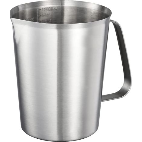 Pichet doseur en acier inoxydable 304 avec bec verseur, gradué en oz et ml, 48 oz/1500 ml, 6 tasses (1/5)