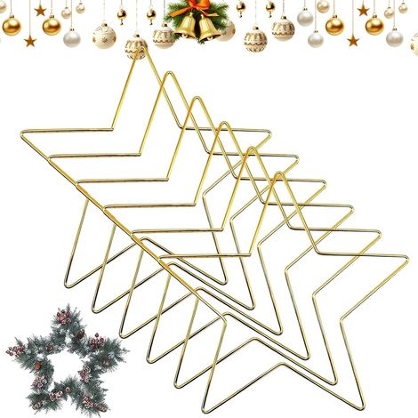 Cadre De Couronne en Métal 6 Pièces Cadre De Décoration en Forme D'Étoile Pentagramme Forme de Fabrication d'Ornement pour Mariage Halloween Noël Guirlande Fenêtre Porte- (1/5)