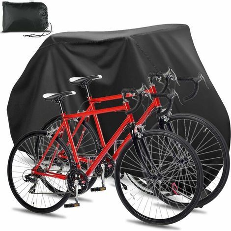 Housse vélo Extérieur,210D Oxford Tissu Housses de vélo étanche pour 2 vélos avec Serrure-Trous Sac de Rangement Boucle Coupe-Vent pour extérieur VTT vélo de Route (1/5)