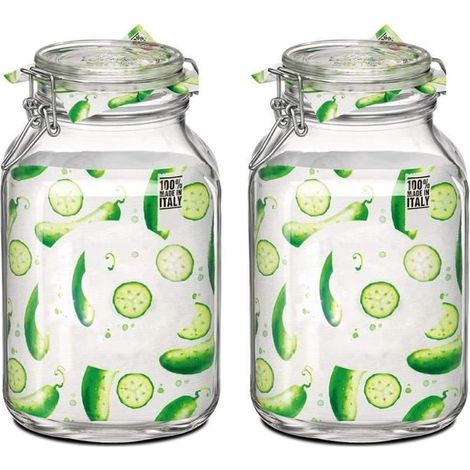 Lot de 2 bocaux hermétiques - JUANIO - 4 L - Verre - Transparent - Ø16 x H27.9 cm (1/3)