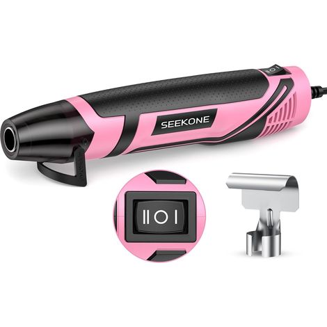 Mini Decapeur Thermique 2-Temp 260℃/450℃, Pistolet Thermique Buses (Rose) 350W Pistolet à Air Chaud Portatif avec Protection de Surcharge, Support Pliable, pour Emballage Rétractable, Bricolage (1/5)