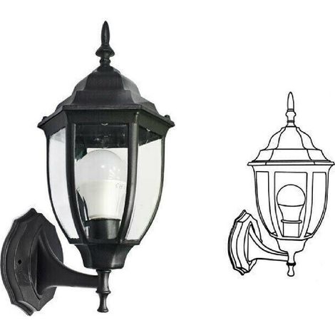 TrAdE Shop Traesio - Lanterna Da Giardino Antica Lampada Parete Applique Da Esterno A Muro Retrò Es09 - Nero (1/2)