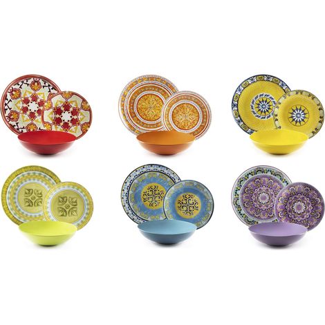 Excelsa Etno Chic Servizio Tavola, Porcellana, Multicolore, 18 Unità (1/4)