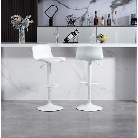 Taburetes de bar giratorios y regulables, lote de 2, blanco HAVRYA (1/5)