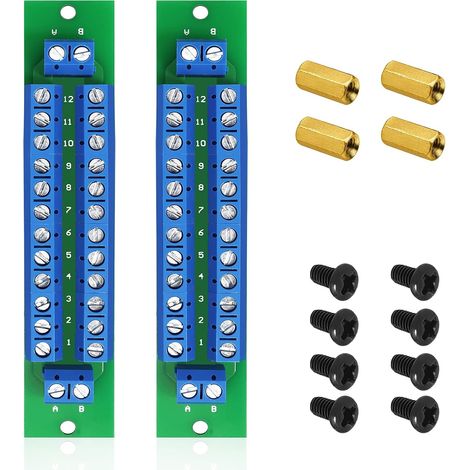 PCB Power Distribution Board Kit, 2 x 12 Positionner Cartes de Distribution D'alimentation 2 Entrées 13 Paires de Sorties pour DC AC 24V 10A (1/5)