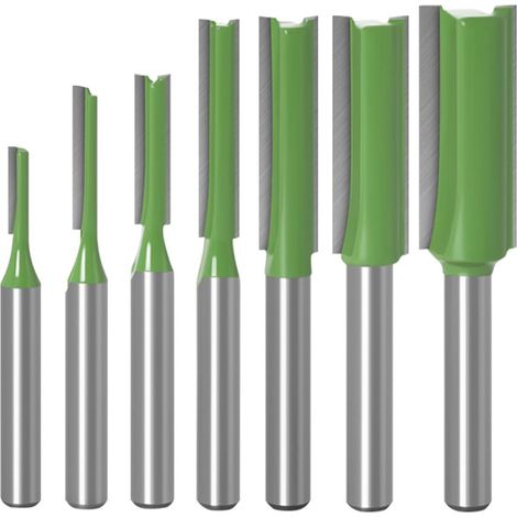 Dado Green 6mm Tungsten Carbide Tipped Router Bits 3/4/5/6/8/10/12mm Cutting Diameter 7pcs (1/5)