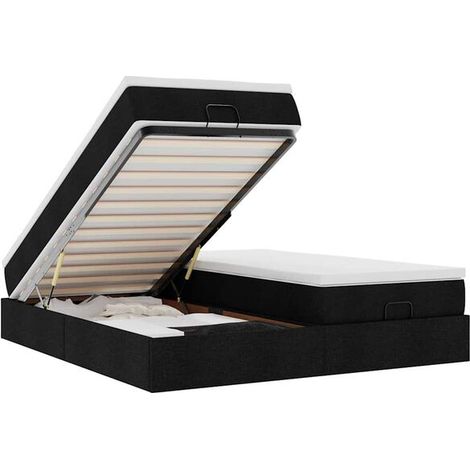 Cadre de lit ottoman avec matelas noir, dimensions 160 x 200 cm, tissu (1/5)