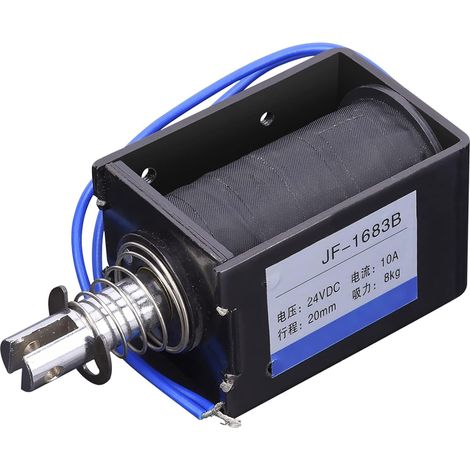 DC solenoid electromagnet, JF-1683B Push-Pull Type DC solenoid electromagnet 78.4N 24VDC 20mm Stroke (1/5)