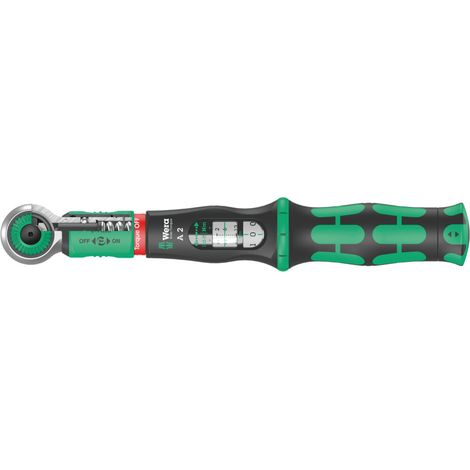 Wera – Clé dynamométrique Safe-Torque A 2 – 1/4 pouce – 2-12 Nm – Mécanisme de déclenchement à glissement – Fonction de verrouillage du couple