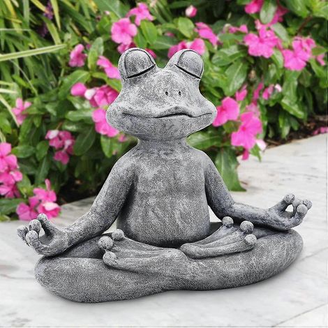 Estatua de rana para meditación y yoga zen - Regalo, decoración navideña, escultura de jardín para interior/exterior, hogar, patio o césped. (1/5)