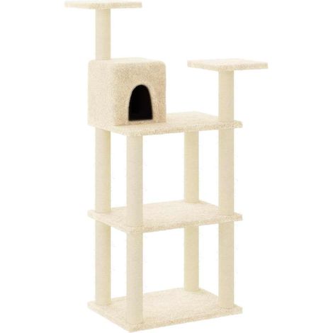 Maison Exclusive - Albero per Gatti con Tiragraffi in Sisal Crema 118,5 cm (1/5)