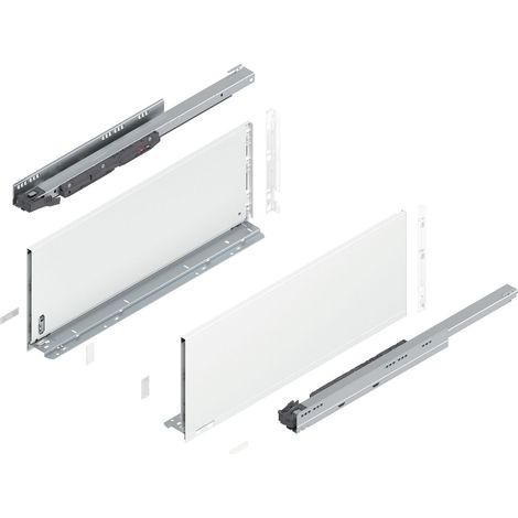 Blum Legrabox pure H F Schubladenschienen Set 1 Paar, 40kg 600mm Tip On Vollauszug, seidenweiß (1/5)