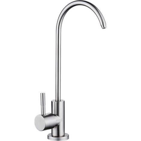Grifo de cuello de cisne Tigrezy de 1/2'' de zinc, monomando, giratorio 360°, cromado, con filtro de agua potable por ósmosis inversa para cocina Cisea (1/5)