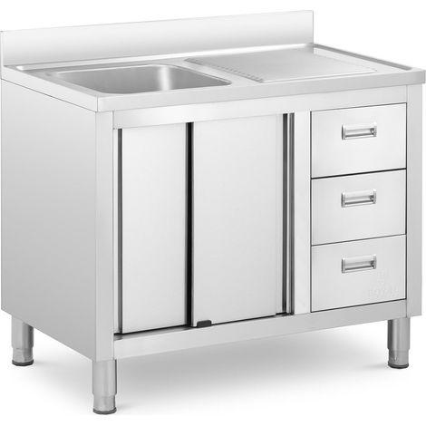 Plonge inox sur meuble 1 bac acier inoxydable 400 x 400 x 300 mm (1/5)