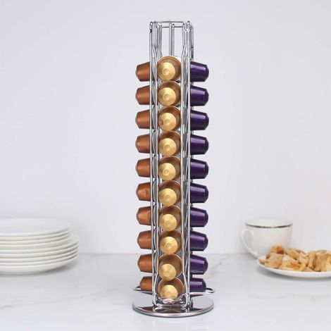 Organisateur carrousel pour capsules de café, support rotatif robuste compatible avec 40 capsules Nespresso (1/4)