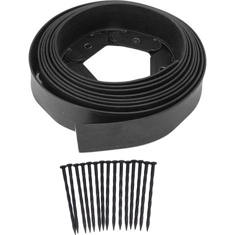 Kit de bordure de jardin comprenant 15 piquets en PE pour l'aménagement paysager, les parterres de fleurs et les pelouses. (1/5)
