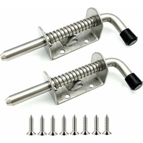 Serrure de porte de Garage en acier inoxydable, 2 pièces, boulon de verrouillage à ressort, boulon de porte en acier, adapté à la porte de garage, abri de jardin (128mm) (1/4)
