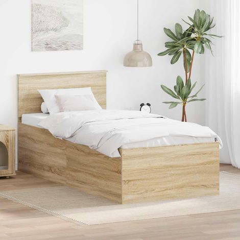 Estructura de cama con cabecera Roble 120 x 200 cm