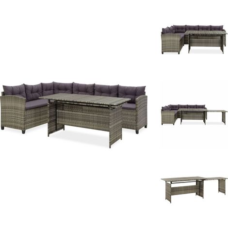 Gartenmöbel-Sets - Living 2-tlg. Garten-Lounge-Set mit Kissen Poly Rattan Grau (1/5)