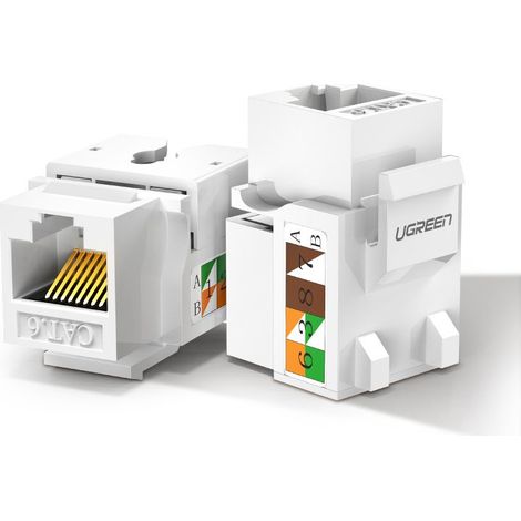 5x Ugreen Keystone Ethernet Cat 6 8P8C RJ45 100 Mbit/s 568A/B selbstverriegelnde Buchse weiß (1/5)