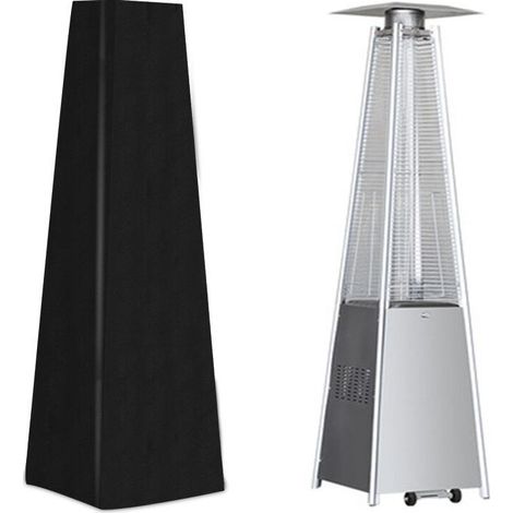 Housse pour Chauffage de Terrasse Housse pour Parasol Chauffant de Style Pyramidal Noir (1/5)