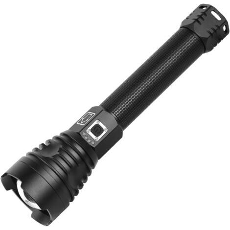 Lampe de poche d'affichage d'alimentation lumière rechargeable torche USB lumens chasse lampes de poche à main lampe de poche USB torche haute puissance Black (1/5)