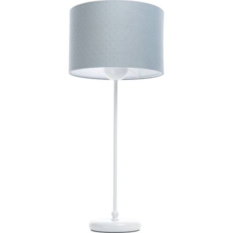 Lampe de chevet Jasmine bebe - Tissu matelassé bleu clair, intérieur blanc, pied blanc (1/5)