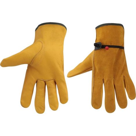 Cowhide Leather Work Gloves for Men and Women, Gardening Gloves, Driving Gloves (Size M) (1/5)