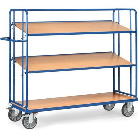 fetra Chariot à plateaux 4295 avec 3 plateaux, charge max. 500kg, pneus TPE, plateaux inclinables (1/3)