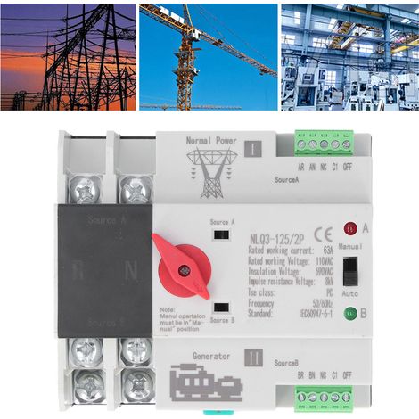 NLQ3-125/2P AC110V 63A Automatischer Dual-Power-Umschalter, Millisekunden-Schalttimer, 50/60 Hz USV-Umschalter-Controller, AC-zu-Generator-Modell (1/5)