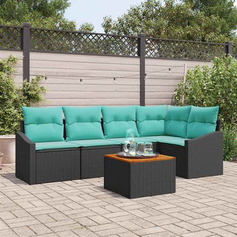 Teenpull – Gartensofa-set 6 Stk. Schwarz Poly-Rattan (1/5)