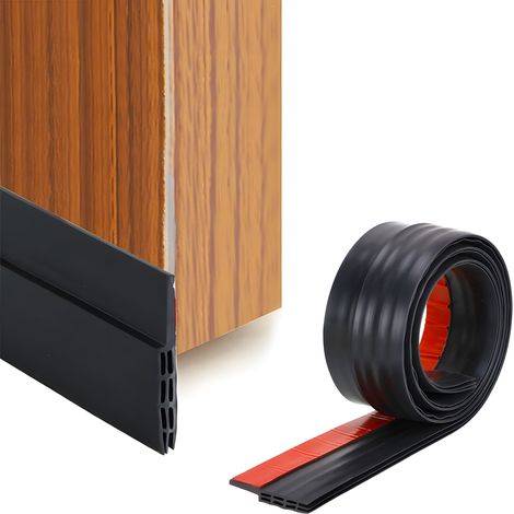 Joint de porte auto-adhésif - 1 m x 5 cm - Joint de porte réglable - Bande anti-Anti-moustiques - Pour l'insonorisation et l'étanchéité - Noir (1/5)