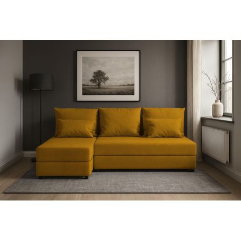 AX LIVING Sofa Klein mit Schlaffunktion Dolceo Gelb Ecksofa samt 206cm