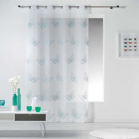 Rideau Voilage "Papillona" 140x240cm Bleu (1/2)