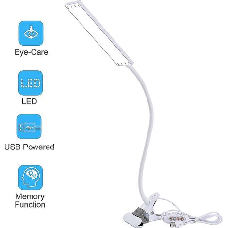 Lampe de table/bureau flexible LED USB Kexin à pince, 3 modes, veilleuse vintage pour la lecture