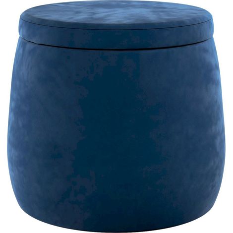 Pouf rangement en velours - Bleu Marine (1/5)