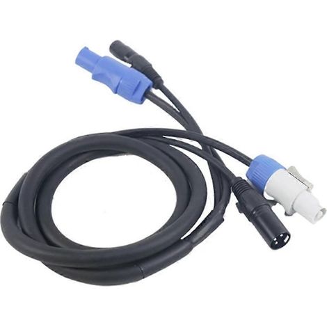 Câble Powercon DMX combinant une prise Powercon et une ligne de signal XLR DMX pour le transit du signal d'alimentation et d'éclairage (1/5)