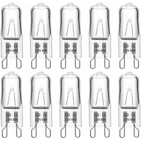 Ampoule Halogene G9 40W 230V, 480LM 2900K Blanc Chaud Dimmable, G9 Ampoules Capsule, pour Lustres, Lampes de Paysage, Appliques Murales, Éclairage d'armoire, Lot de 10 (1/4)