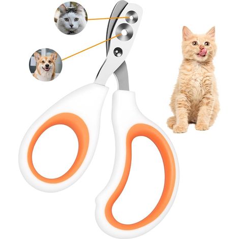 Coupe Griffes Chat, Professionnel Coupe Ongle Chat, avec Sécurité Positionnement Trou, Coupe Griffe Lapin Pour Chatons, Lapins, Cobayes, Oiseaux, Chiots, Et Petits Animaux (Double trou, Orange) (1/5)