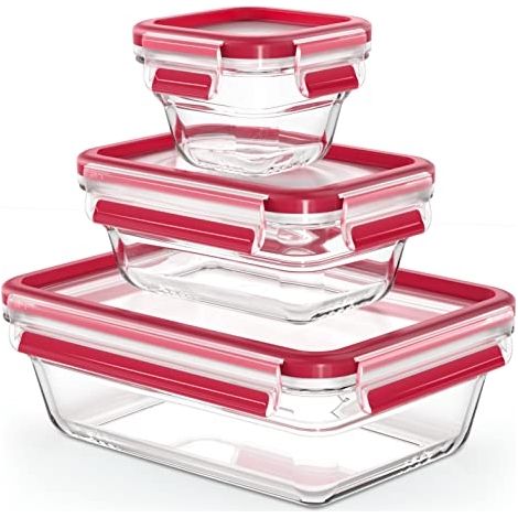 SEB - Boite Clip Close lot de 3: 0,18L+0,45L+1,3L rouge (1/3)