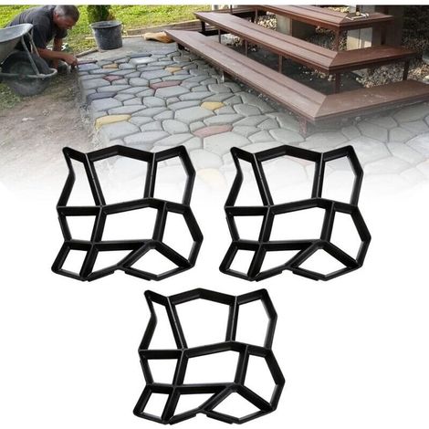 Lot de 3 moules à pavés D.I.Y - 43 x 43 x 4 cm - Pour béton, trottoir, pavés, dalles de terrasse (1/5)