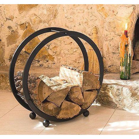 Dandibo – Étagère à bois rond 55 cm – Support de bois de cheminée – Panier à bois en métal – Décoration intérieure élégante