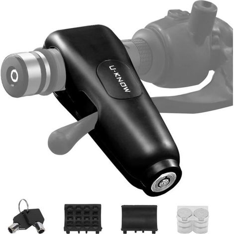 Antivol Bloque Levier de Frein + Alarme Universel Serrure pour Moto Scooter Vélo Noir avec 2 Clés (1/4)