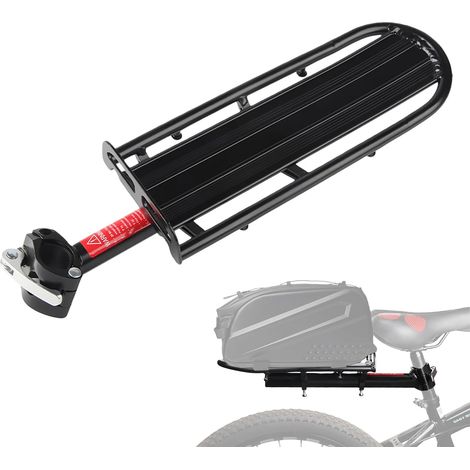 Portaequipajes trasero de aleación de aluminio, portaequipajes para bicicleta, portaequipajes universal, portaequipajes retráctil para bicicletas con un diámetro de cuadro inferior a 33 mm, carga máxi (1/5)